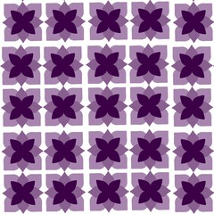 Fototapeta premium seamless geometric pattern featuring interlocking abstract floral or star-like shapes in shades of purple and white.