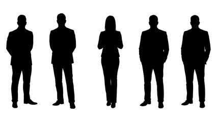Set of business people vector silhouettes.