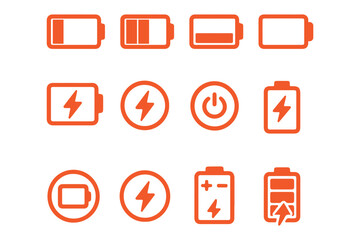 Battery icon set. battery charge level. battery Charging icon