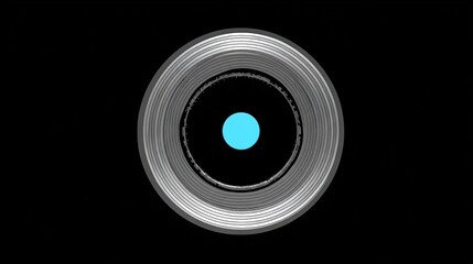 A simple vector graphic of an oval lens with the center in light blue and edges in dark grey on a black background. 