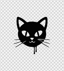 Spooky Black Cat Drip Vector – Gothic Pet Halloween Icon