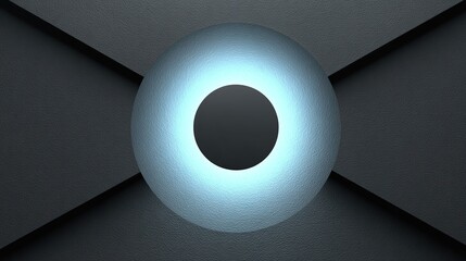 A simple vector graphic of an oval lens with the center in light blue and edges in dark grey on a black background. 