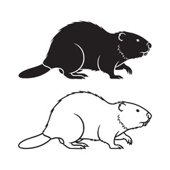 The Beaver Form Presentation - Rodent Family - Natural Talent - Beaver silhouette - Beaver lineart - Beaver vector - vector set of Beaver

