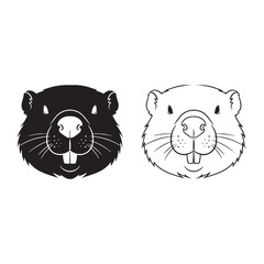 Beaver Features Render - Lodge Creator - Whiskered Snout - Beaver silhouette - Beaver lineart - Beaver vector - vector set of Beaver

