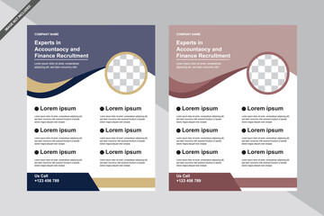 Accountancy and Finance Recruitment Flyer: A professional flyer with two design showcasing recruitment for experts in accountancy and finance, a template for finance industry.
