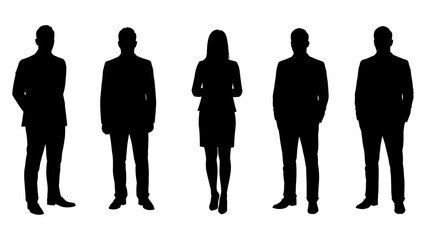 Set of business people vector silhouettes.