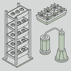 Vector Icon Set of Sustainable Industry – Darker Color and Sharp Line Design for Eco Innovation and Clean Energy