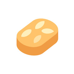 Golden brown loaf of bread with four seeds on top, in a clean isometric style.