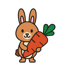 Fototapeta premium Cute Cartoon Rabbit Holding Carrot 