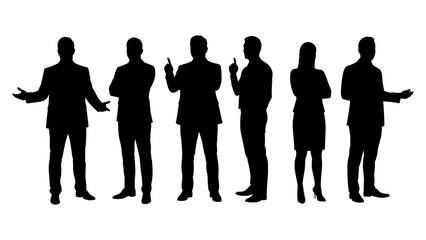 Set of business people vector silhouettes.