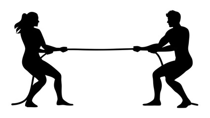 silhouette of a tug of war