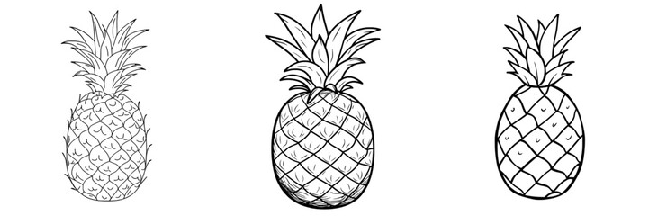 Obraz premium A modern stock illustration features a hand-drawn pineapple isolated on a white background
