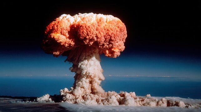 Mushroom cloud explosion ocean at dawn - Powered by Adobe