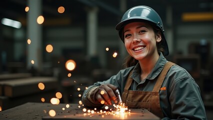 Female Welder Smiling