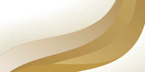 luxury shiny gold gradient background with golden wave thin line papercut design. Premium 3d abstract vector bronze gold glowing