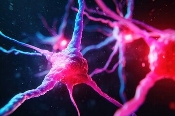 Neurons network glowing in dark background