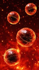 Fiery abstract representation of glowing red spheres in space