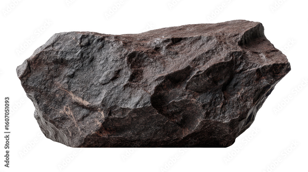 Aufkleber dark grey rock with rugged texture hovering against transparent backdrop, offering seamless design p