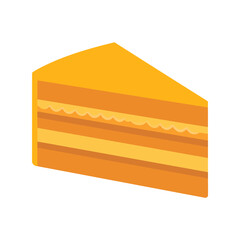 A vibrant orange and yellow layered cake slice with a scalloped cream filling.