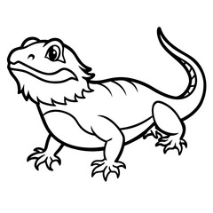 Bearded Dragon line art vector