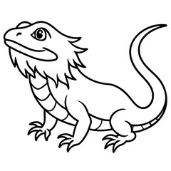 Bearded Dragon line art vector