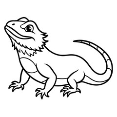 Bearded Dragon line art vector