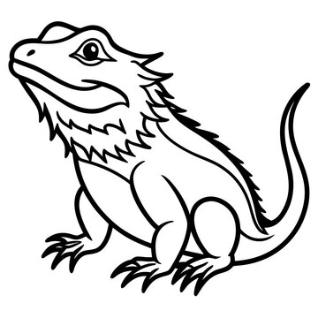 black and white bearded dragon drawing clip art preview