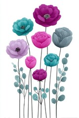 Colorful floral watercolor with delicate petals