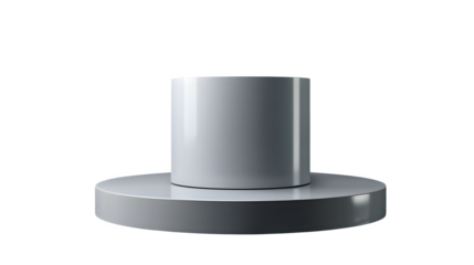 Modern gray pedestal matte finish for product display isolated on transparent background