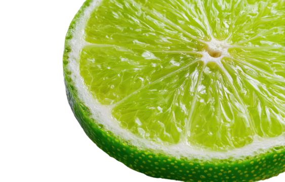 Close-up of a lime slice, vibrant green flesh, white pith - Powered by Adobe