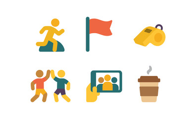 Fototapeta premium Colorful flat icons of sports, teamwork, and leisure activities