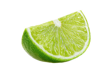 Close-up lime wedge, vibrant green, juicy, isolated