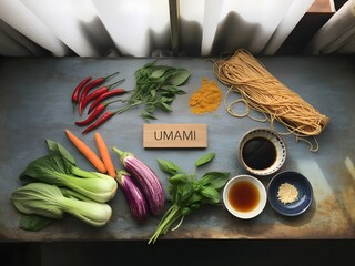 Varied food carbohydrates protein vegetables fruits dairy legumes on wood