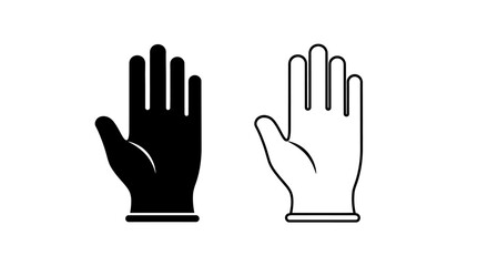 Obraz premium Two hand icons, one black and one white, representing latex gloves.