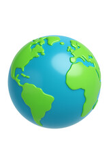 3D Globe Earth Icon Isolated on a Transparent Background