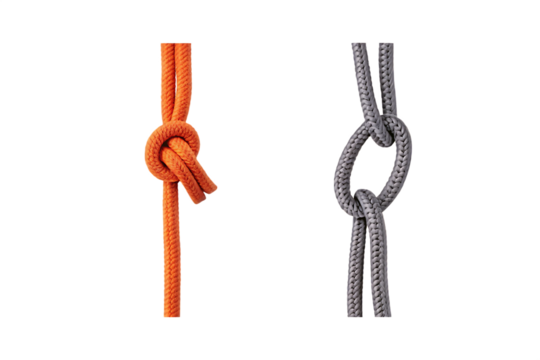 Orange and grey rope knots isolated on a transparent background orange rope loop