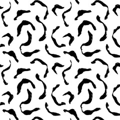 Brush curly lines seamless pattern. Pencil squiggles ornament with hand-drawn marker strokes. Scribble brush strokes, curved lines, and black pencil sketches vector background.
