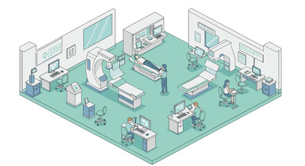 Isometric design of a modern hospital radiology and diagnostic imaging