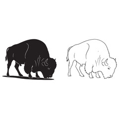 The Bison Design - Bold Shape - Strong Visual - Bison silhouette - Bison lineart - Bison vector - vector set of Bison

