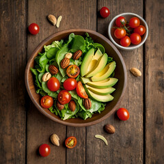 cherry tomatoes and basil and avocado , Ai generative 