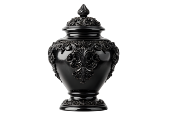 Black Urn isolated on white background PNG