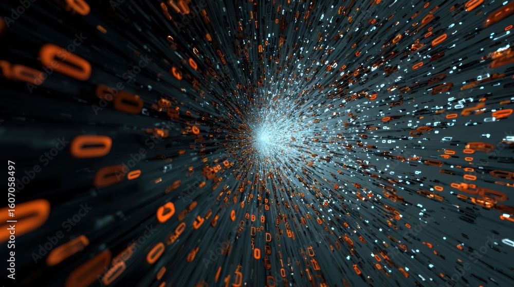 Poster a dynamic visual representation of data flowing through a digital tunnel, showcasing information in 