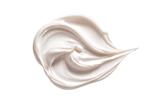 Creamy, light-colored substance, swirled in a circular, textured design against a black background