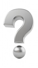 Naklejka premium Metallic question mark symbol with shiny sphere below, representing inquiry and curiosity