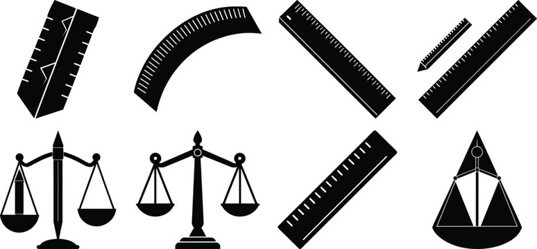 A collection of measuring tools and scales isolated on transparent background