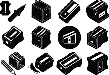 A collection of pencil sharpeners isolated on transparent background