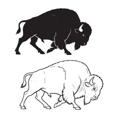 A Bison Profile - Massive Strength - Broad Shoulder - Bison silhouette - Bison lineart - Bison vector - silhouette & lineart of Bison

