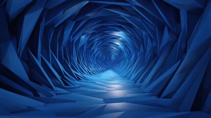 Naklejka premium A mesmerizing blue geometric tunnel design that creates an illusion of depth and movement.