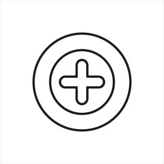 Obraz premium Medical Plus Icon – Circular Healthcare Symbol Outline