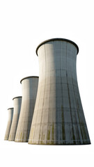 Fototapeta premium Cooling tower industrial structure energy production concrete power plant technology environmental impact architecture urban landscape machinery